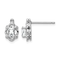 Sterling Silver Rhodium-plated White Topaz & Diam. Earrings