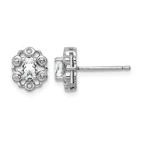 Sterling Silver Rhodium-plated White Topaz & Diam. Earrings