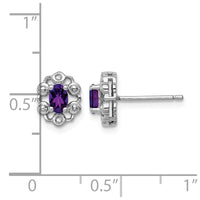 Sterling Silver Rhodium-plated Amethyst & Diam. Earrings