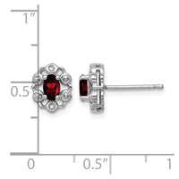 Sterling Silver Rhodium-plated Garnet & Diam. Earrings