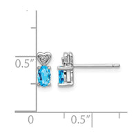 Sterling Silver Rhodium-plated Light Swiss Blue Topaz & Diam. Earrings