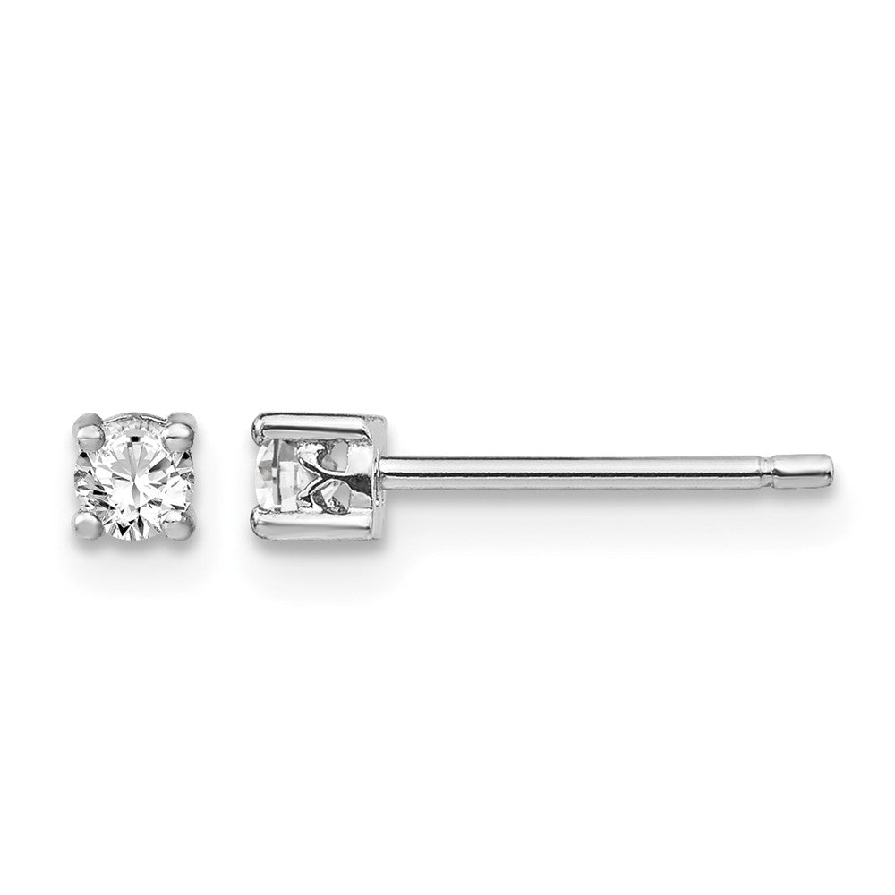 Sterling Silver Rhodium-plated 3mm Round White Topaz Post Earrings
