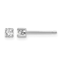 Sterling Silver Rhodium-plated 3mm Round White Topaz Post Earrings