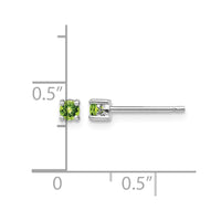 Sterling Silver Rhodium-plated 3mm Round Peridot Post Earrings