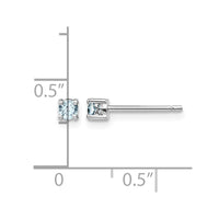 Sterling Silver Rhodium-plated 3mm Round Aquamarine Post Earrings