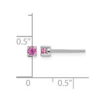 Sterling Silver Rhod-pltd 3mm Round Cr. Pink Sapphire Post Earrings