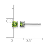 Sterling Silver Rhodium-plated 4mm Round Peridot Post Earrings