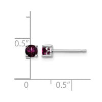 Sterling Silver Rhodium-plated 4mm Round Rhodolite Garnet Post Earrings
