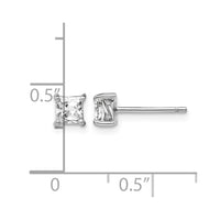 Sterling Silver Rhodium-plated 4mm Princess White Topaz Post Earrings