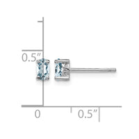 Sterling Silver Rhodium-plated 5x3mm Oval Aquamarine Post Earrings
