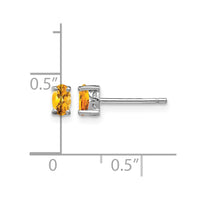 Sterling Silver Rhodium-plated 5x3mm Oval Citrine Post Earrings