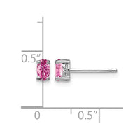 Sterling Silver Rhodium-plated 5x3mm Oval Cr. Pink Sapphire Post Earrings