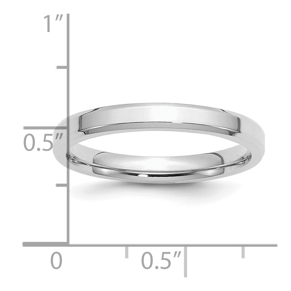 Sterling Silver Rhodium-plated 3mm Bevel Edge Size 11.5 Band