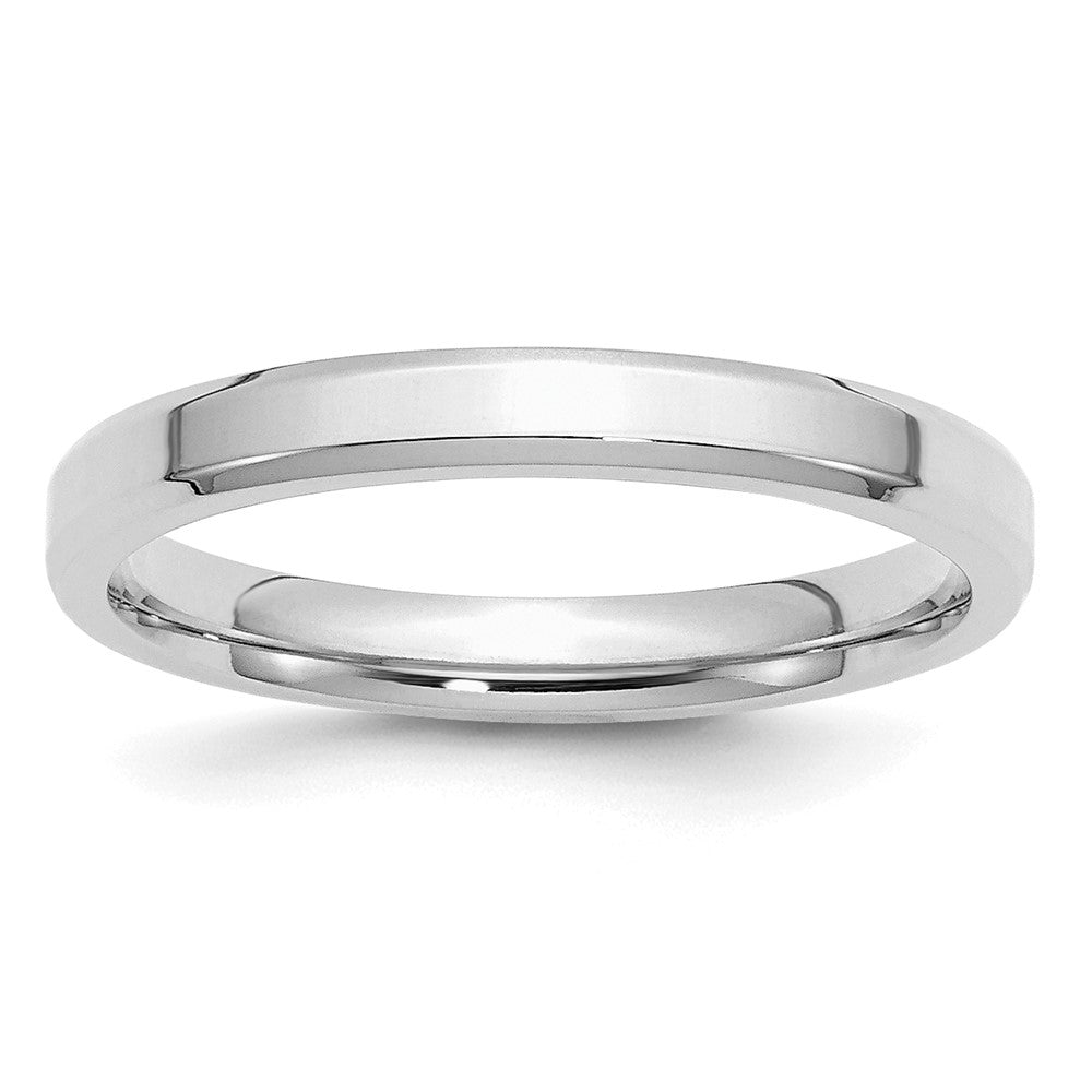 Sterling Silver Rhodium-plated 3mm Bevel Edge Size 9.5 Band