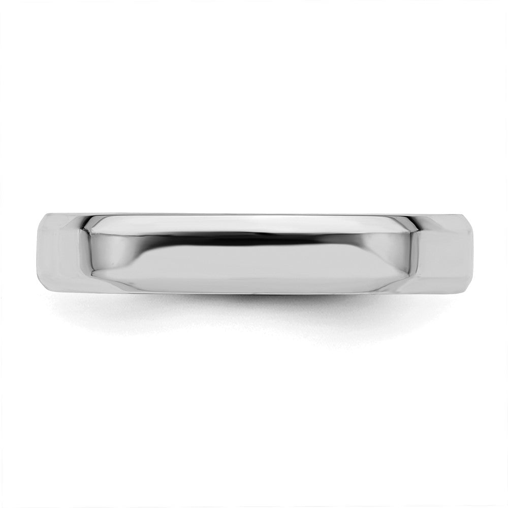 Sterling Silver Rhodium-plated 4mm Bevel Edge Size 10.5 Band