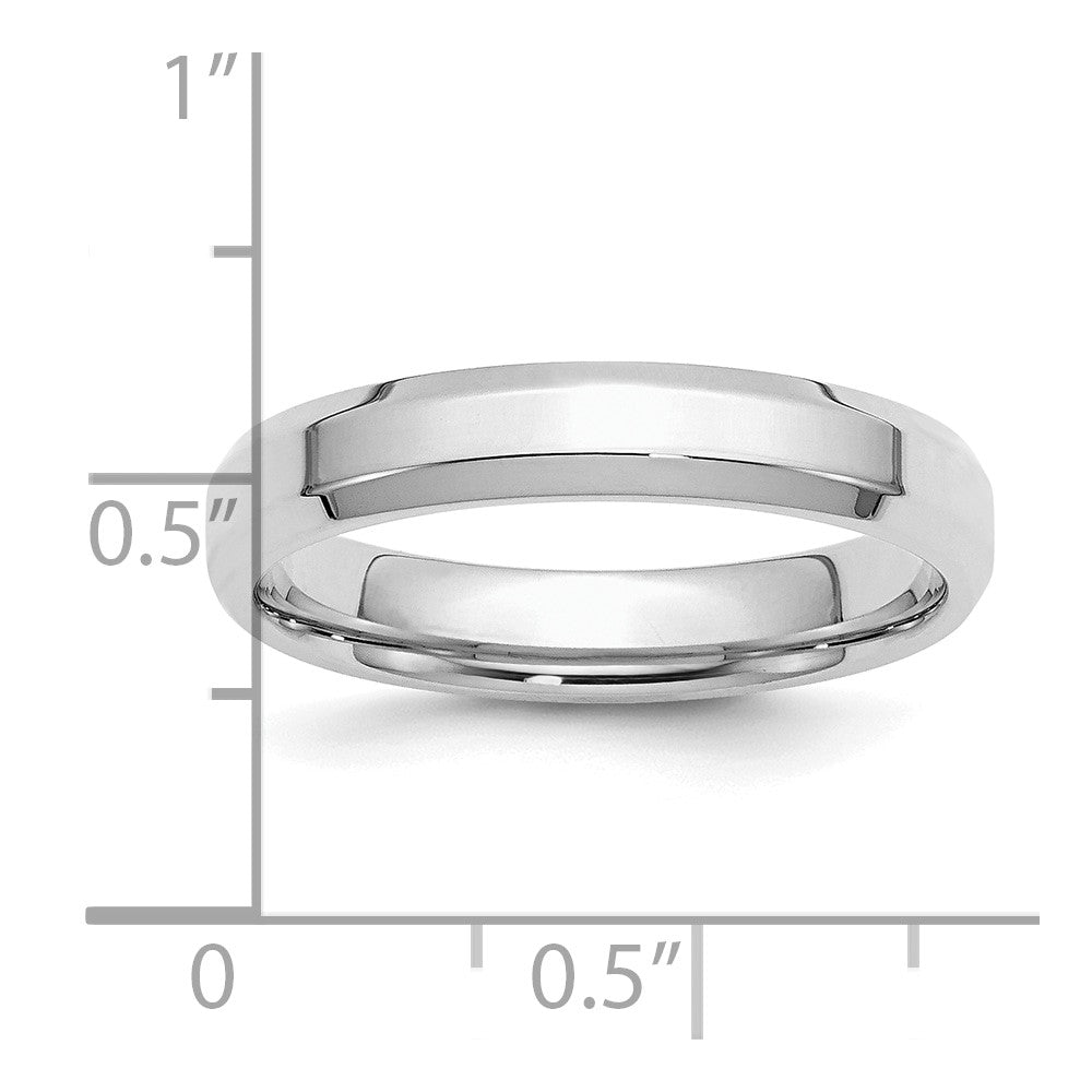 Sterling Silver Rhodium-plated 4mm Bevel Edge Size 5 Band