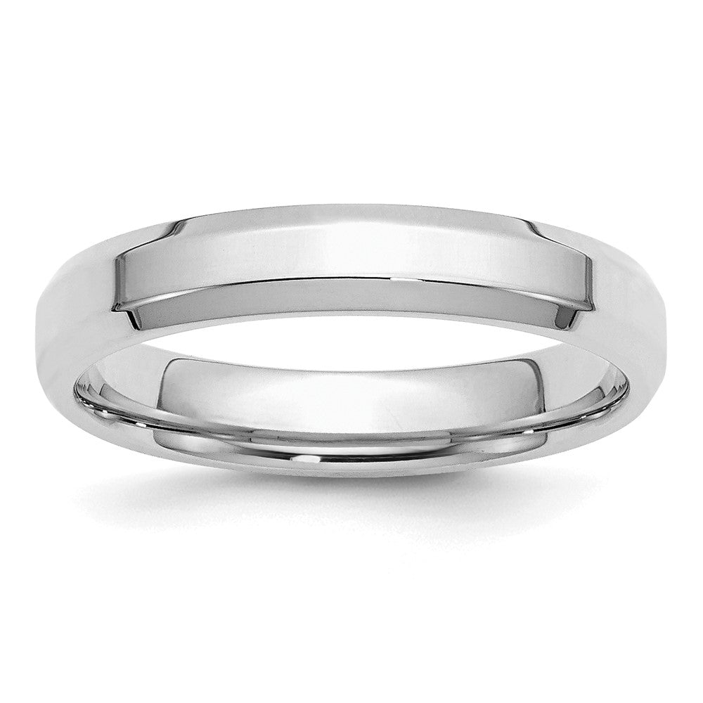 Sterling Silver Rhodium-plated 4mm Bevel Edge Size 12 Band