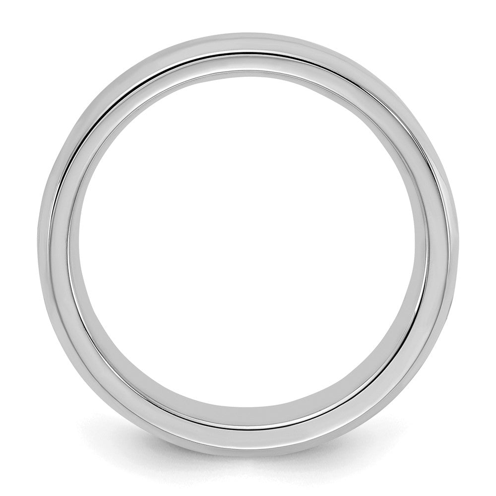 Sterling Silver Rhodium-plated 5mm Bevel Edge Size 7.5 Band