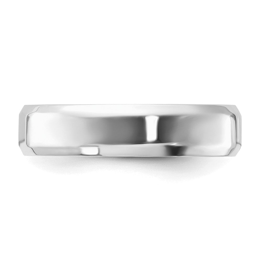 Sterling Silver Rhodium-plated 5mm Bevel Edge Size 4 Band