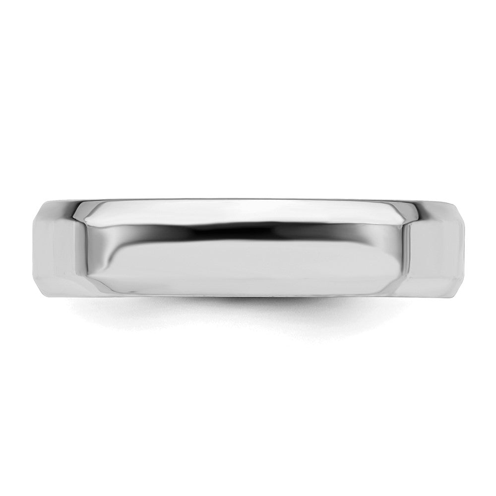 Sterling Silver Rhodium-plated 5mm Bevel Edge Size 8.5 Band