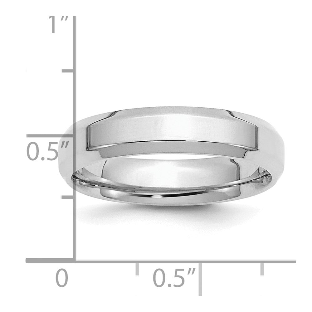 Sterling Silver Rhodium-plated 5mm Bevel Edge Size 7.5 Band
