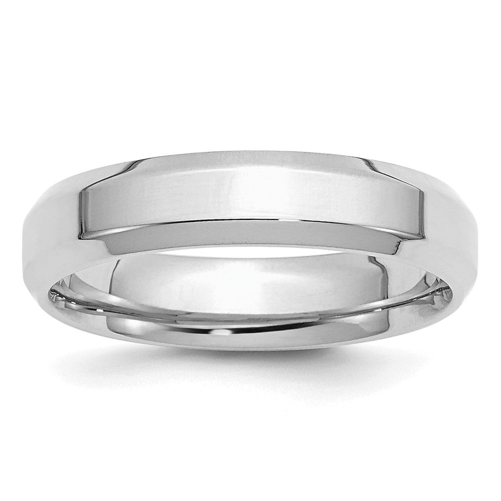 Sterling Silver Rhodium-plated 5mm Bevel Edge Size 8.5 Band