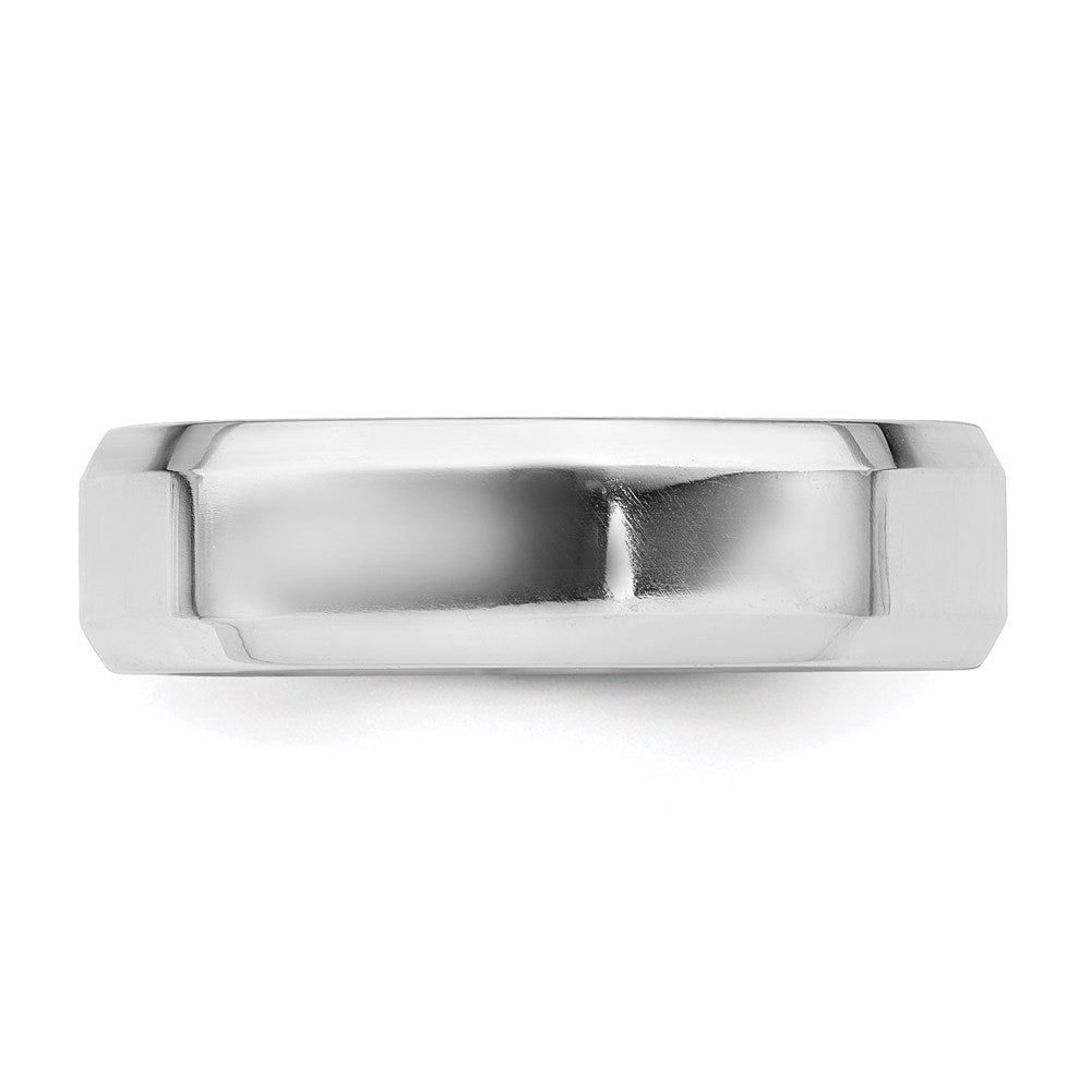 Sterling Silver Rhodium-plated 6mm Bevel Edge Size 7.5 Band