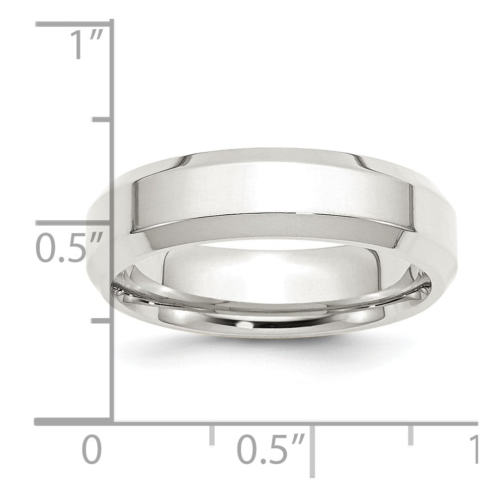 Sterling Silver 6mm Bevel Edge Size 7.5 Band