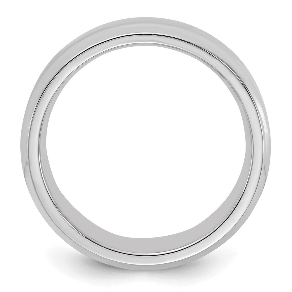 Sterling Silver Rhodium-plated 6mm Bevel Edge Size 6 Band