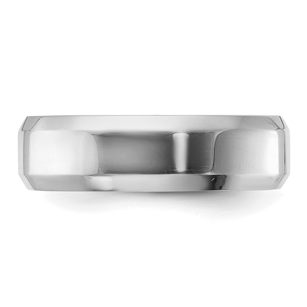 Sterling Silver Rhodium-plated 6mm Bevel Edge Size 13 Band