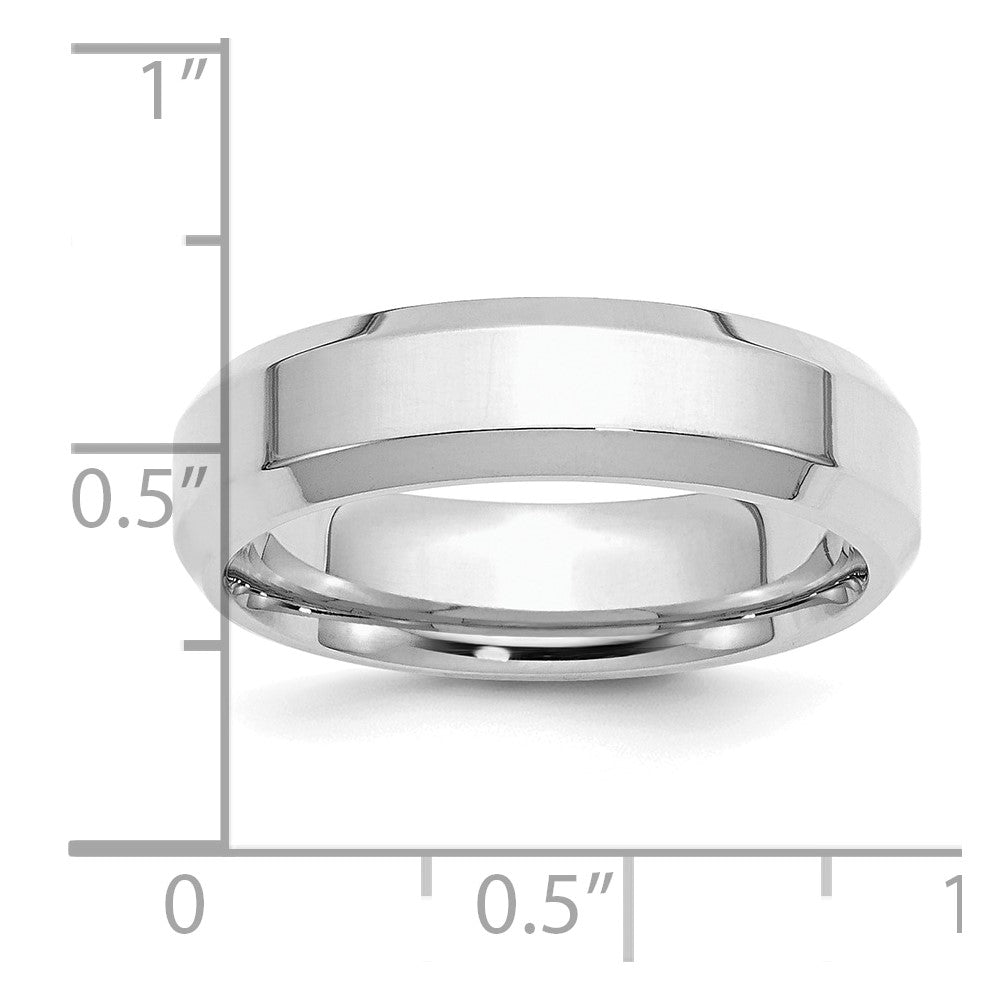 Sterling Silver Rhodium-plated 6mm Bevel Edge Size 13 Band