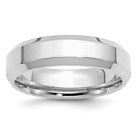 Sterling Silver Rhodium-plated 6mm Bevel Edge Size 13 Band