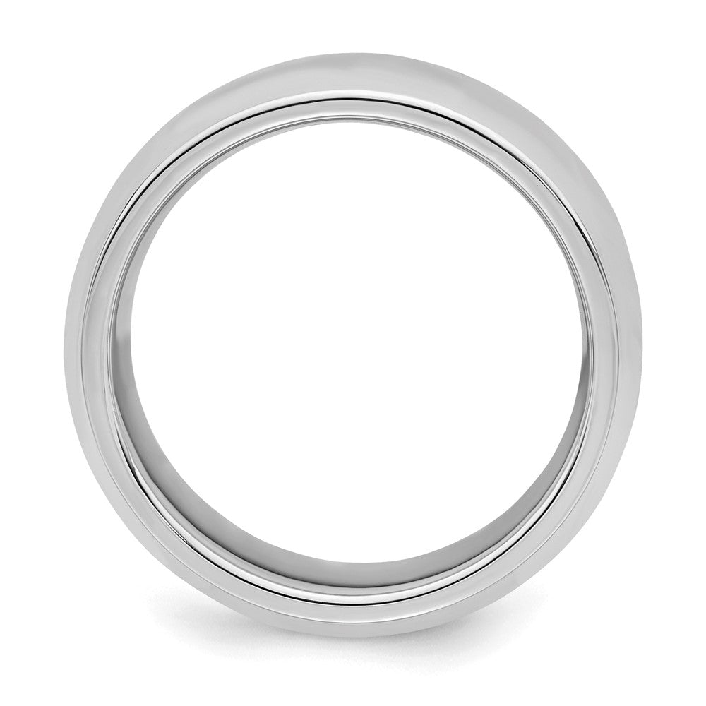 Sterling Silver Rhodium-plated 7mm Bevel Edge Size 6 Band