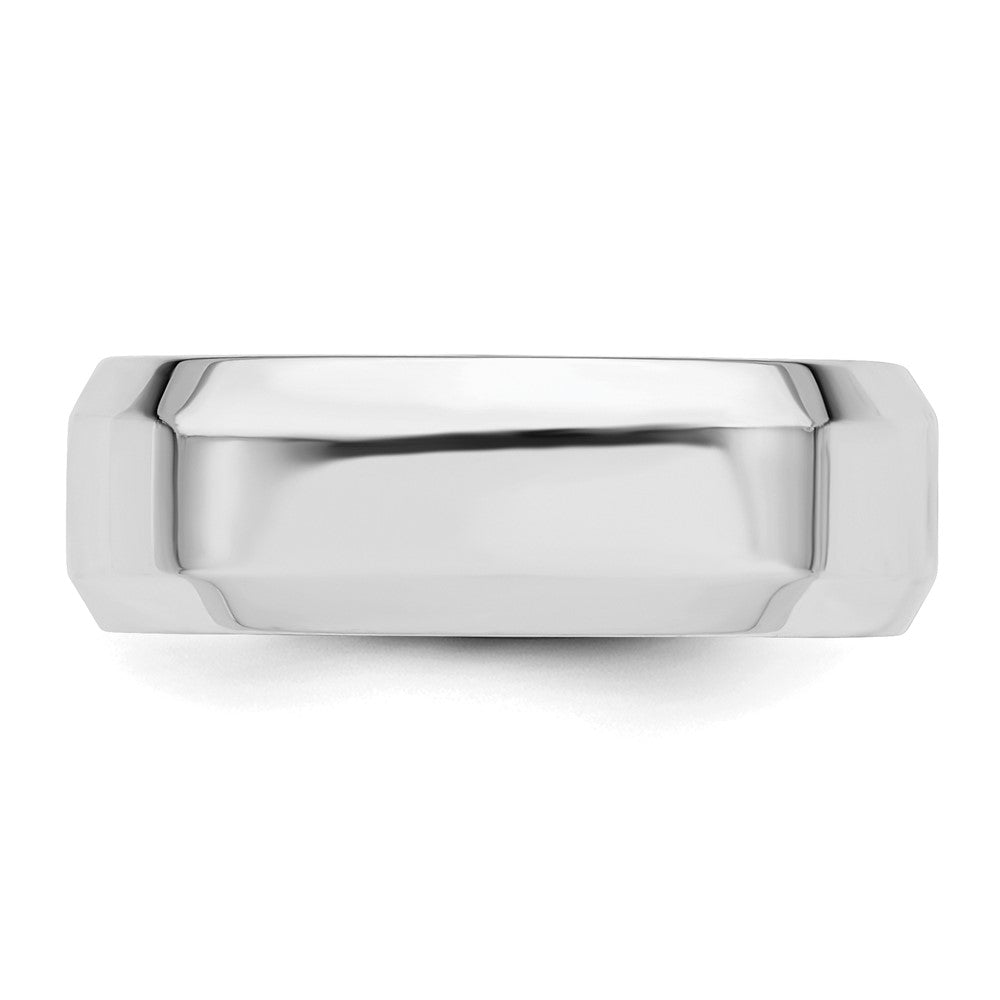 Sterling Silver Rhodium-plated 7mm Bevel Edge Size 10.5 Band