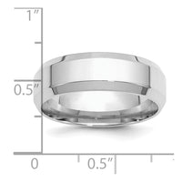 Sterling Silver Rhodium-plated 7mm Bevel Edge Size 4 Band