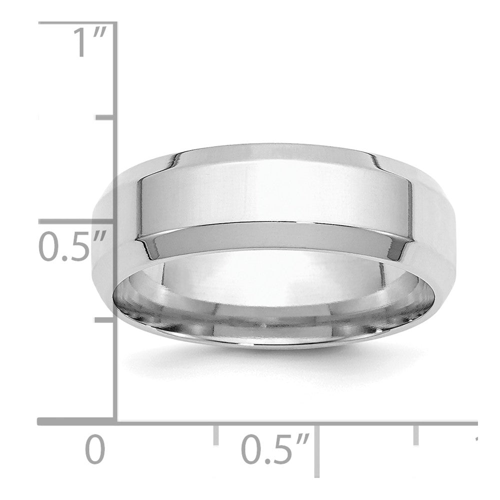 Sterling Silver Rhodium-plated 7mm Bevel Edge Size 11 Band
