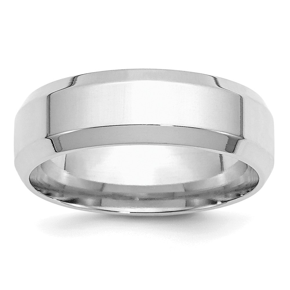 Sterling Silver Rhodium-plated 7mm Bevel Edge Size 13.5 Band