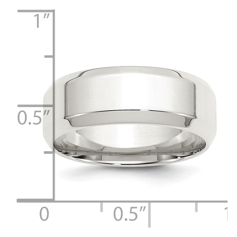 Sterling Silver 8mm Bevel Edge Size 9 Band
