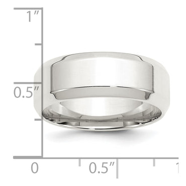Sterling Silver 8mm Bevel Edge Size 10 Band