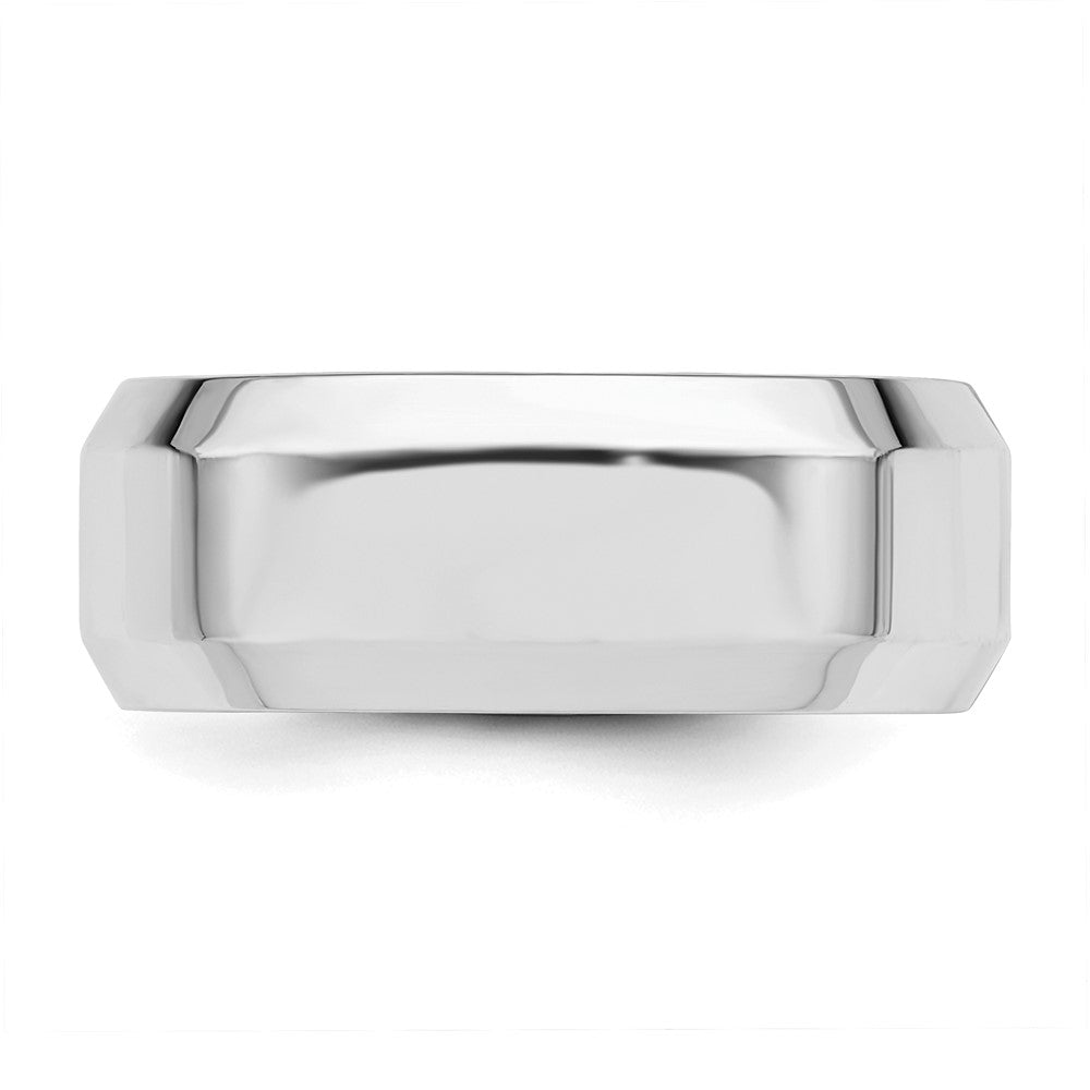Sterling Silver Rhodium-plated 8mm Bevel Edge Size 11.5 Band