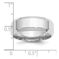 Sterling Silver Rhodium-plated 8mm Bevel Edge Size 11 Band