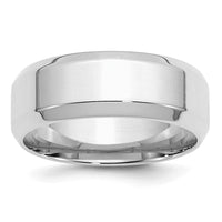 Sterling Silver Rhodium-plated 8mm Bevel Edge Size 6 Band