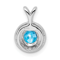 Sterling Silver Rhodium-plated Diam. & Blue Topaz Pendant
