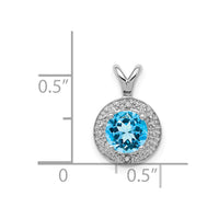 Sterling Silver Rhodium-plated Diam. & Blue Topaz Pendant