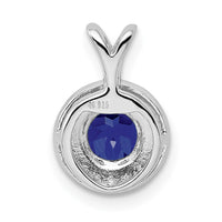Sterling Silver Rhodium-plated Diam. & Created Sapphire Pendant