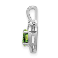 Sterling Silver Rhodium-plated Peridot & Diam. Pendant
