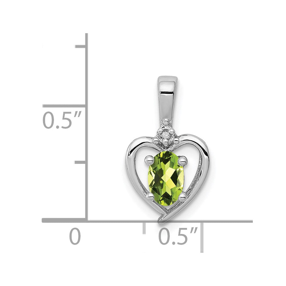 Sterling Silver Rhodium-plated Peridot & Diam. Pendant