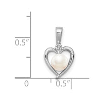 Sterling Silver Rhodium-plated FW Cultured Pearl & Diam. Pendant