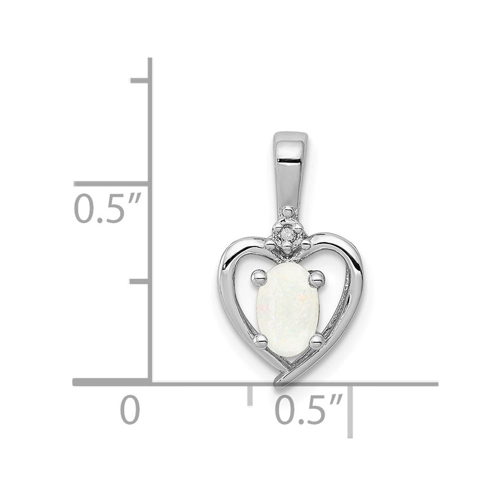 Sterling Silver Rhodium-plated Created Opal & Diam. Pendant
