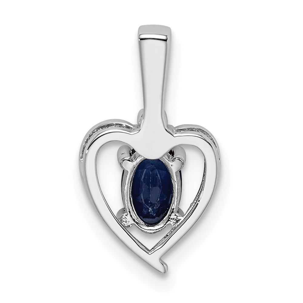 Sterling Silver Rhodium-plated Created Sapphire & Diam. Pendant